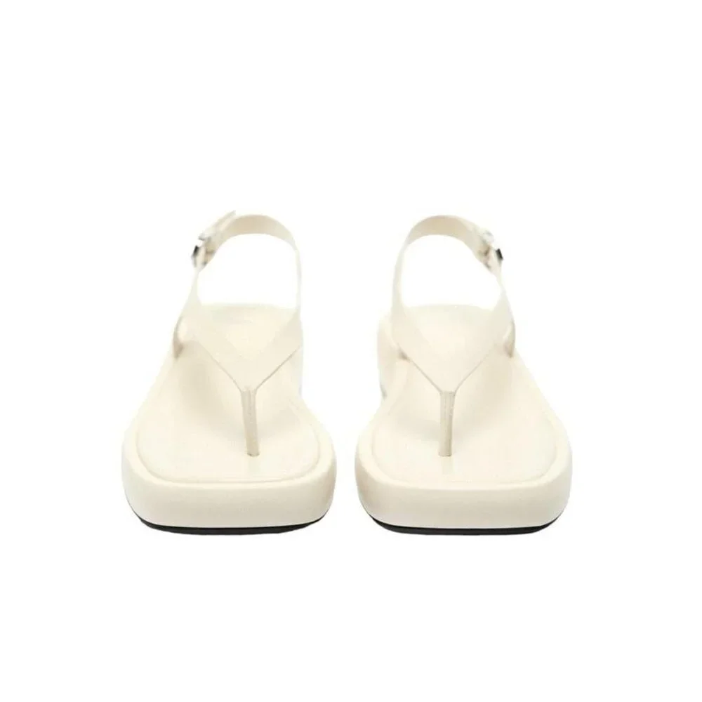 ZARA LEATHER FLATFORM SANDALS White SIZE 7.5 | 1602/111 - Picture 3 of 4